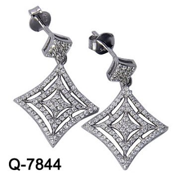 Bijoux en argent balancent des boucles d&#39;oreille rhodiées (Q-7844)